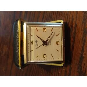 Vintage Bradley Folding Travel Alarm‎ Clock Wind-Up Gold Made in Japan